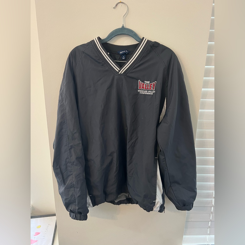 SportTek Black Windbreaker Jacket Athletic Style